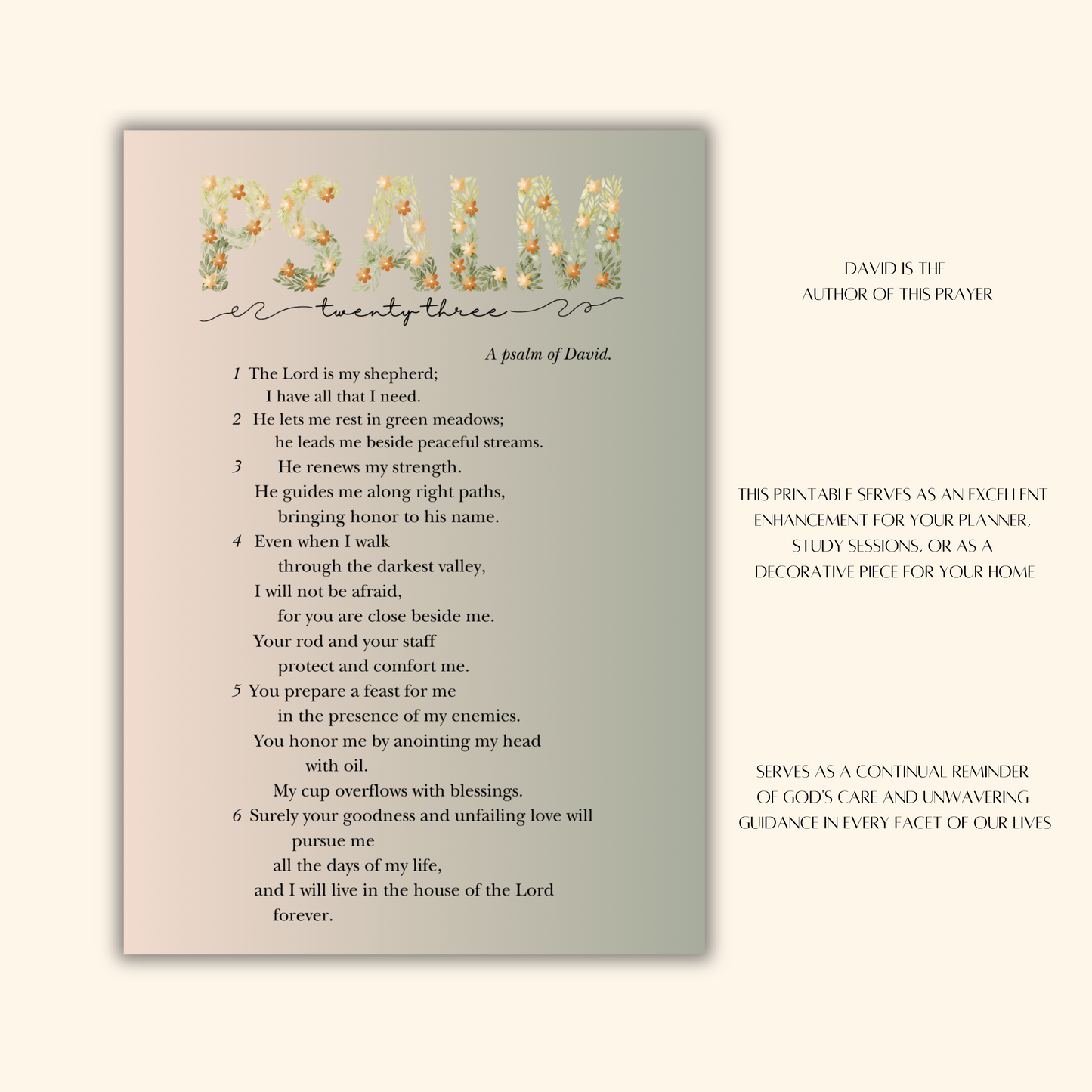 PSALM 23 PRINTABLE (Letter)