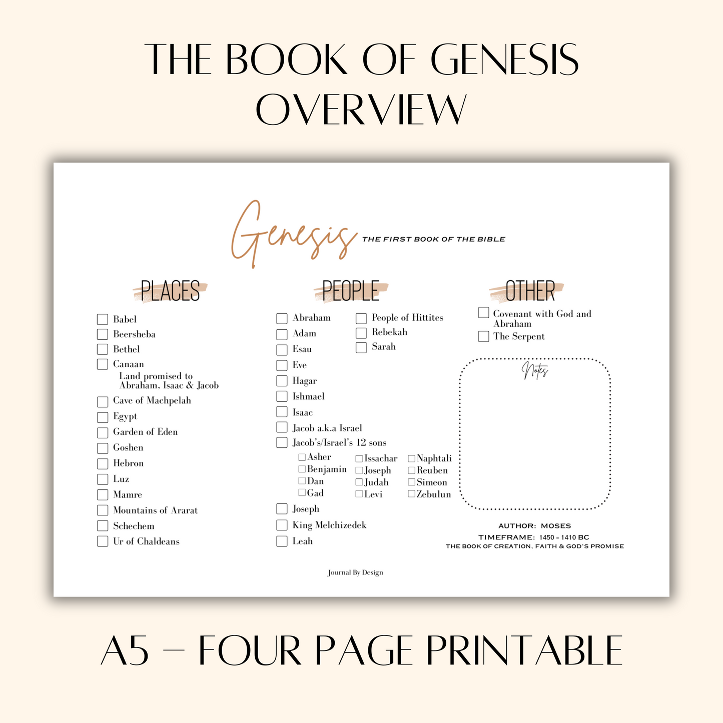 A5 BIBLE STUDY PRINTABLE - GENESIS OVERVIEW