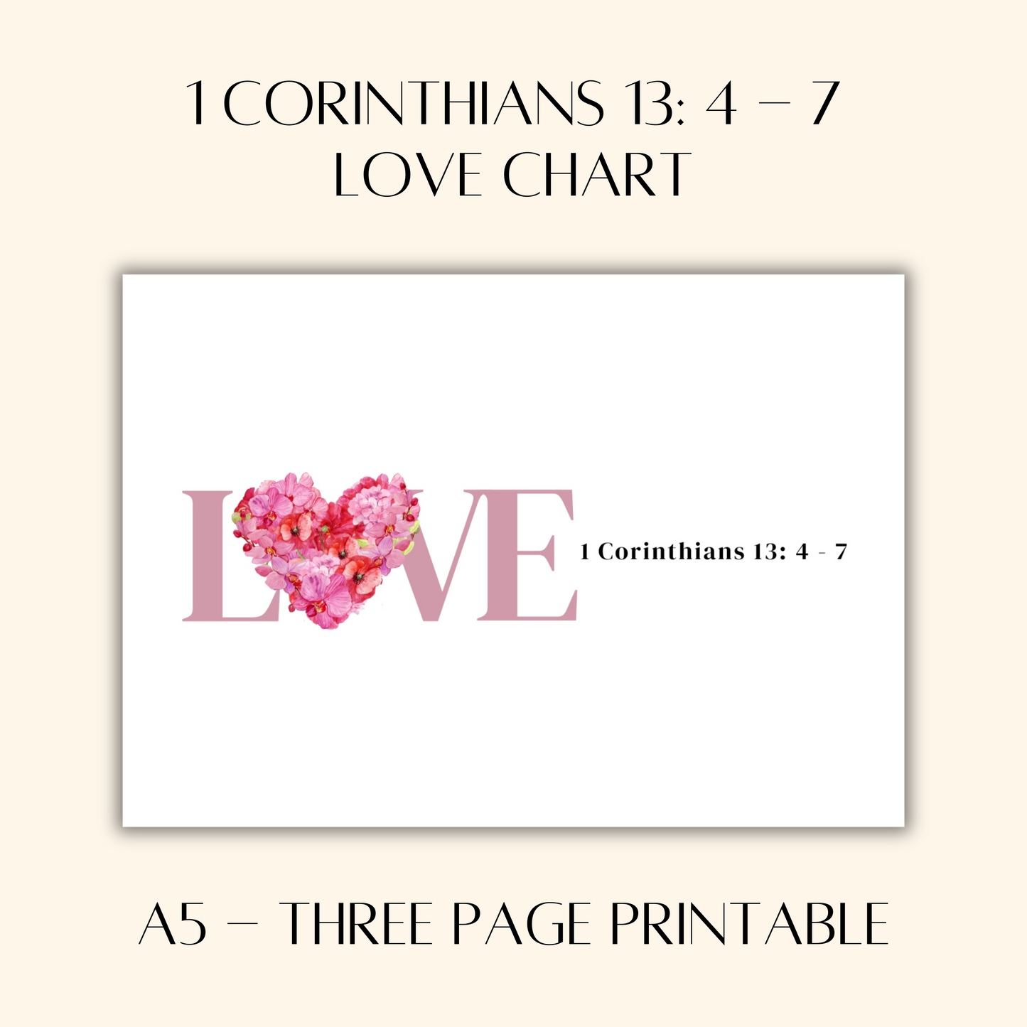 A5 BIBLE STUDY PRINTABLE - LOVE CHART