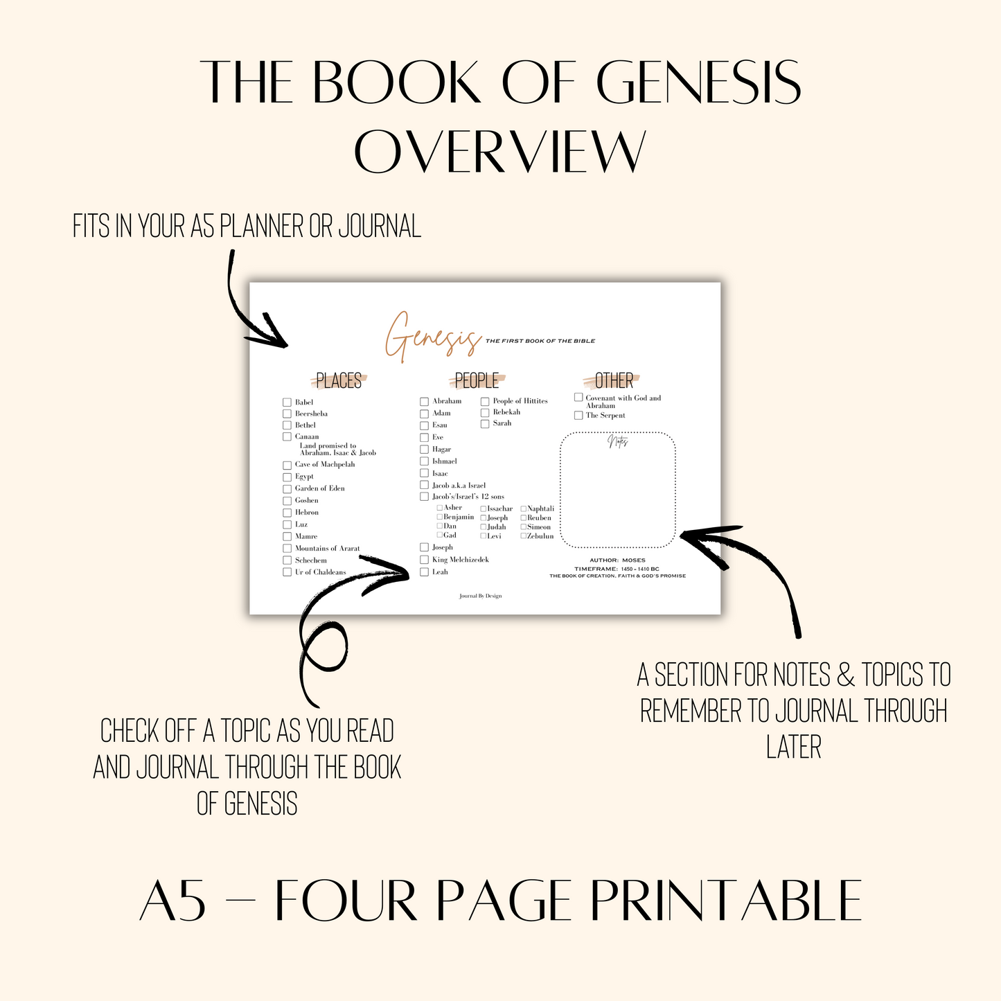 A5 BIBLE STUDY PRINTABLE - GENESIS OVERVIEW