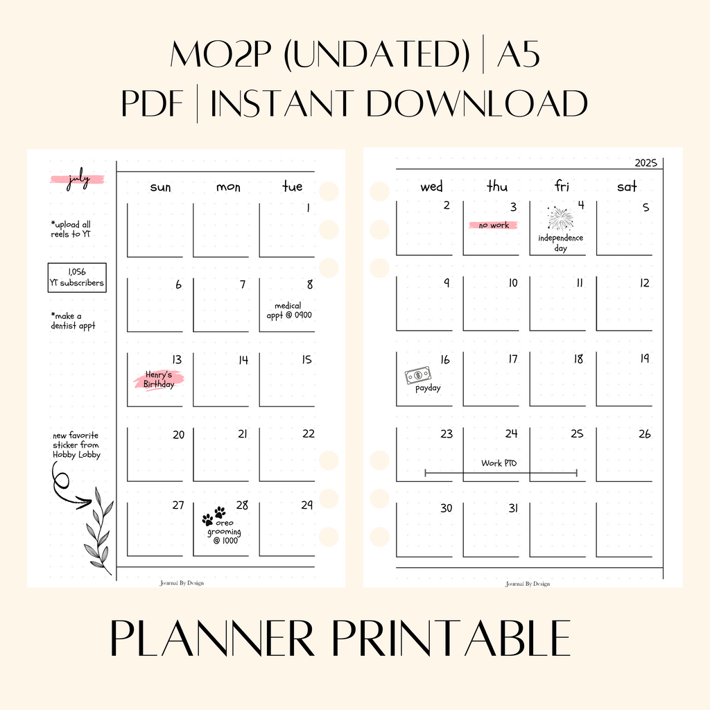 A5 MO2P UNDATED - PLANNER PRINTABLE