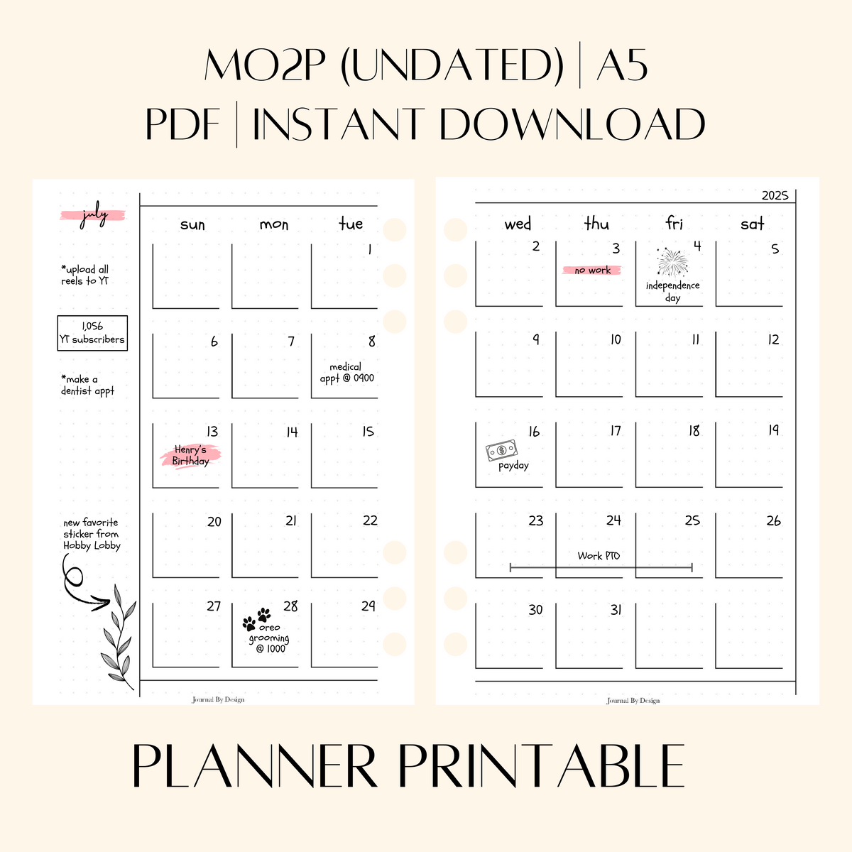 A5 MO2P UNDATED - PLANNER PRINTABLE