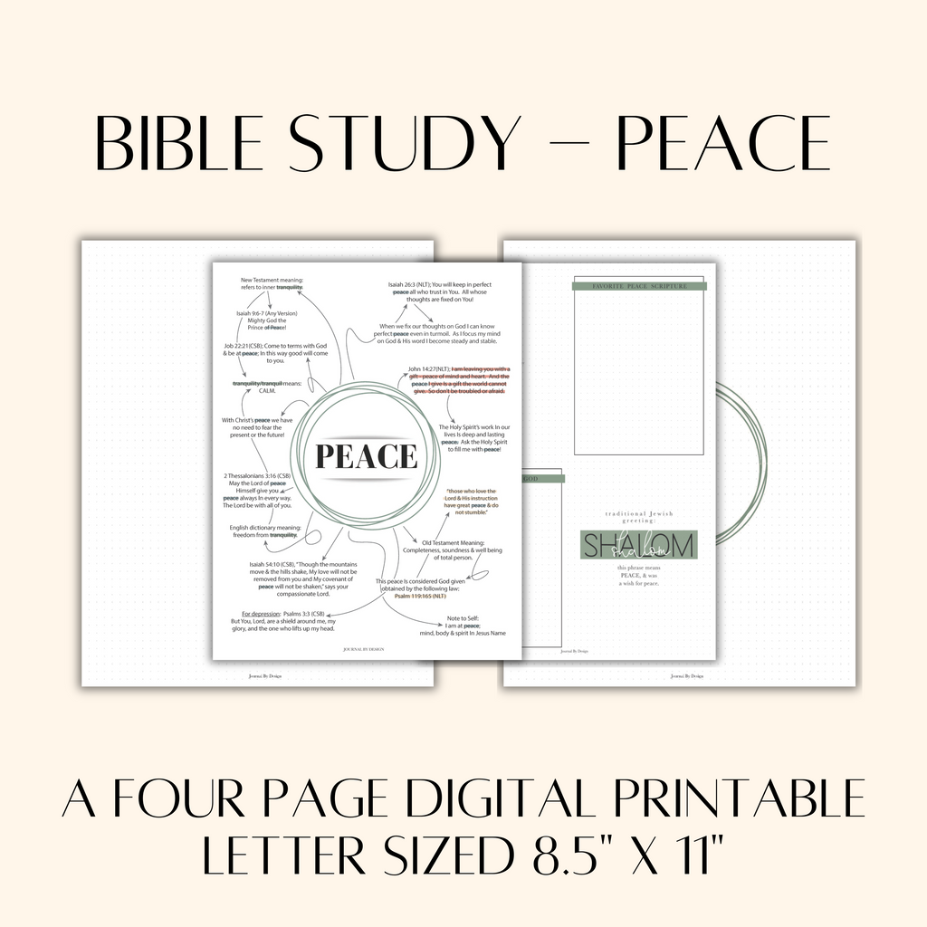 BIBLE JOURNALING PRINTABLE (Letter) - PEACE