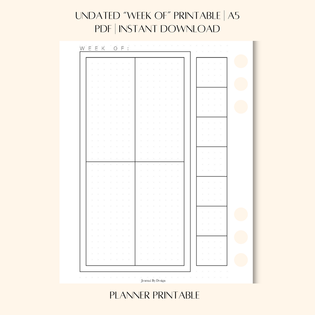 A5 "WEEK OF" PLANNER PRINTABLE (UNDATED)