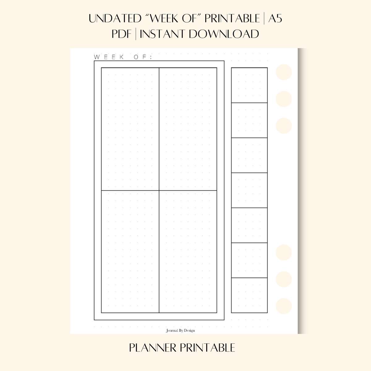 A5 "WEEK OF" PLANNER PRINTABLE (UNDATED)