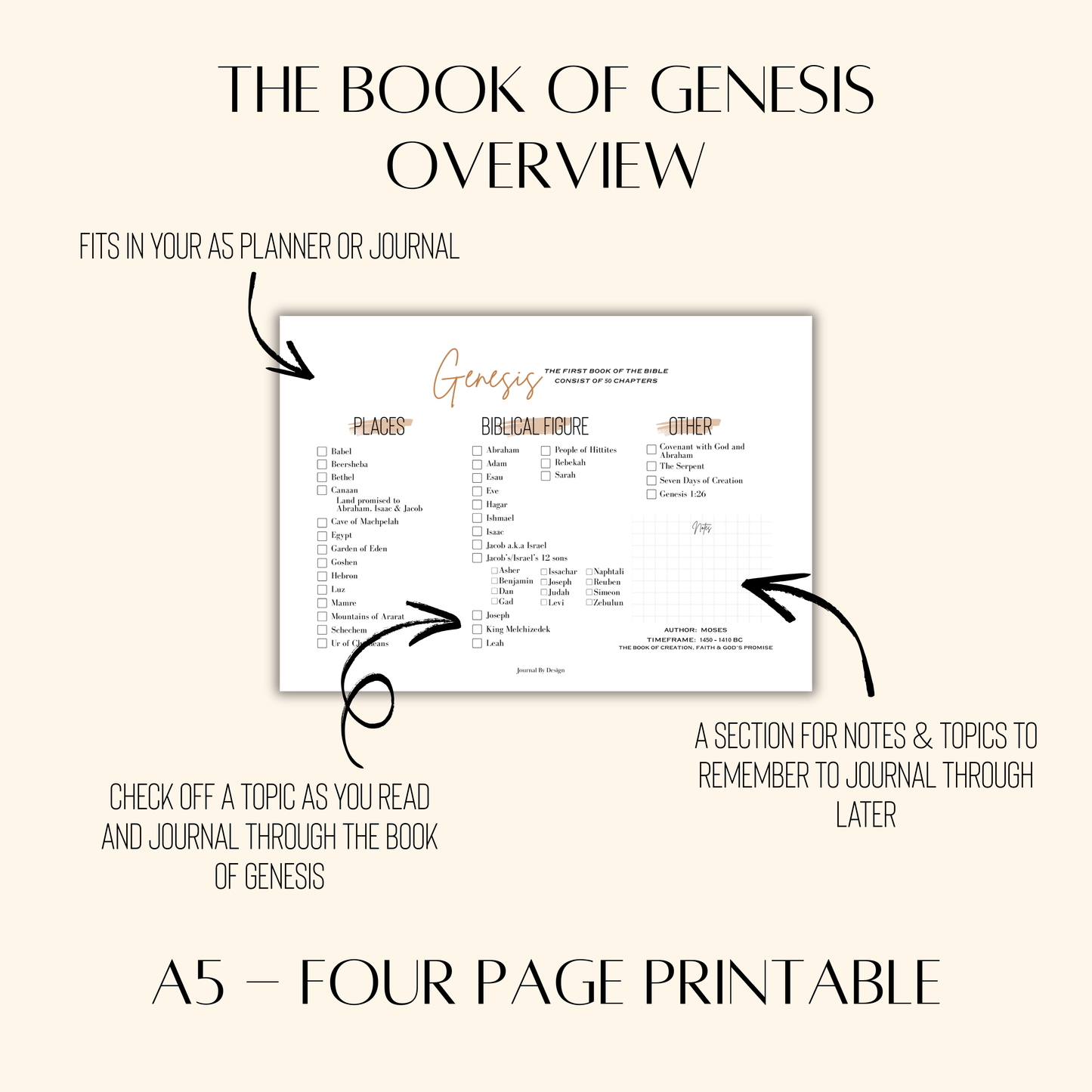 A5 BIBLE STUDY PRINTABLE - GENESIS OVERVIEW