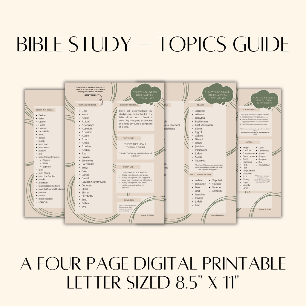 BIBLE JOURNALING "TOPICS GUIDE" -  (LETTER) PRINTABLE