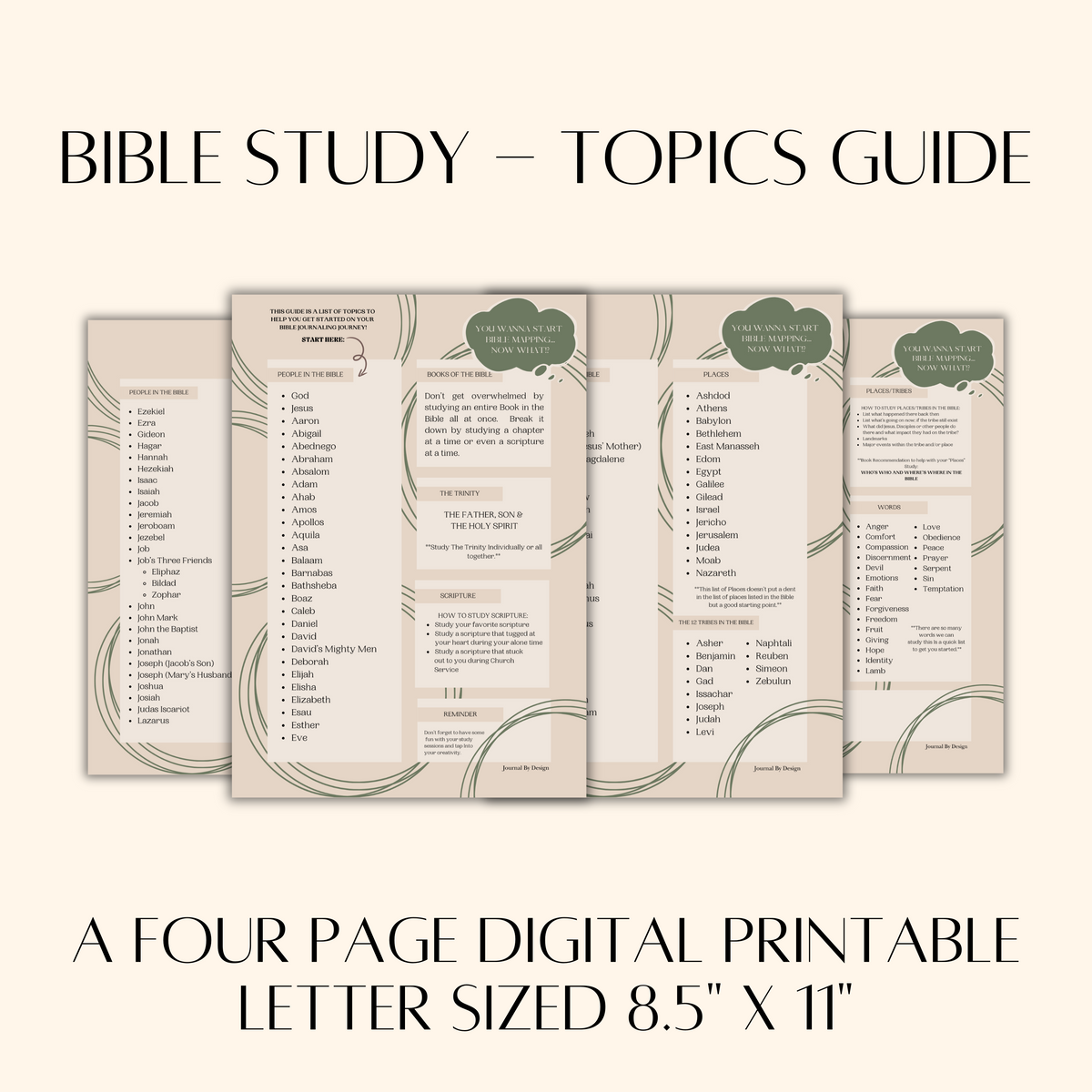 BIBLE JOURNALING "TOPICS GUIDE" -  (LETTER) PRINTABLE