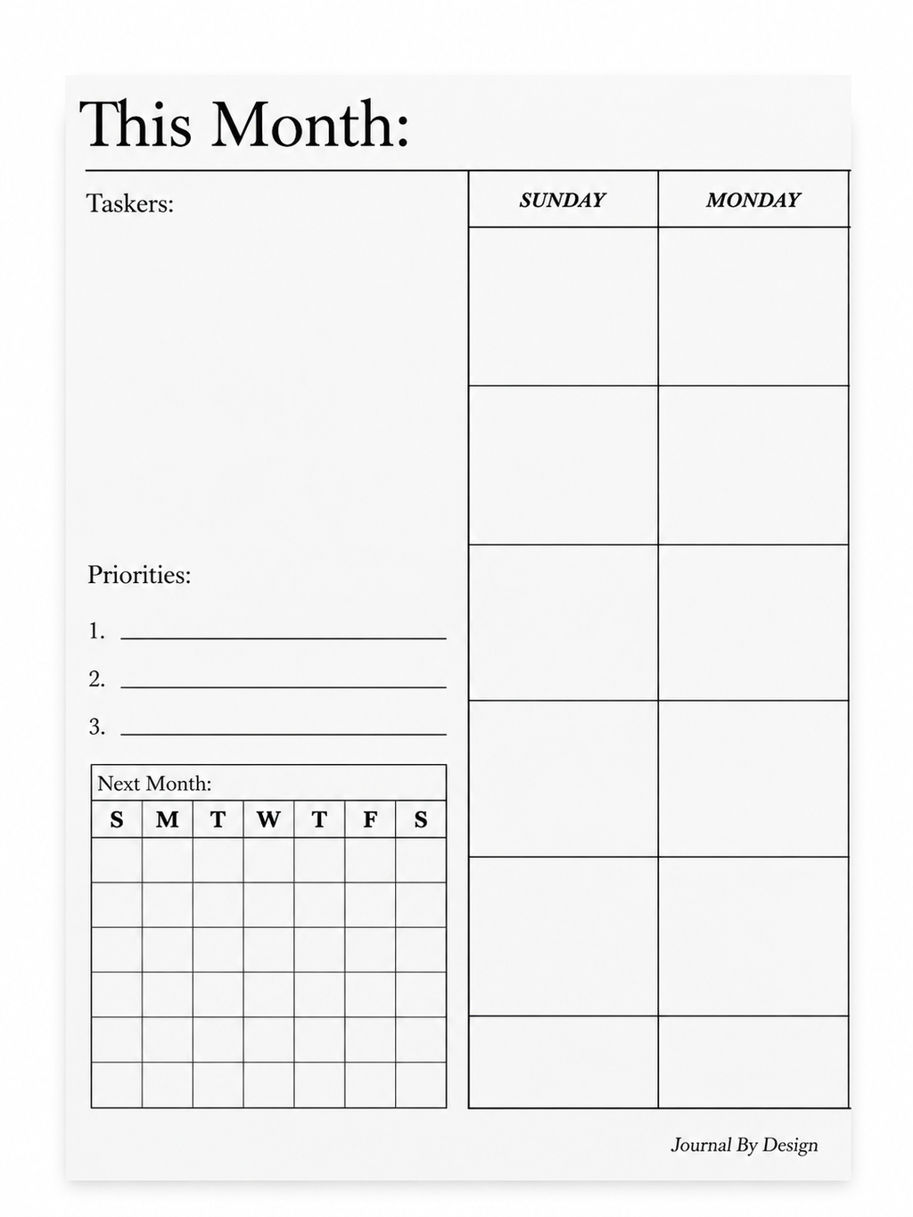 Month Overview (Undated) - NOTEPAD