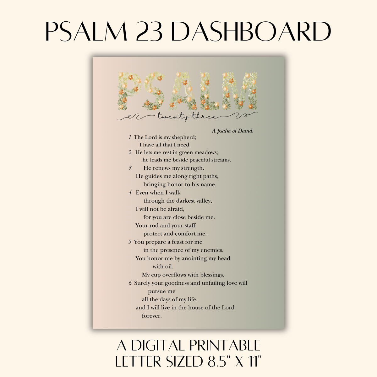PSALM 23 PRINTABLE (Letter)